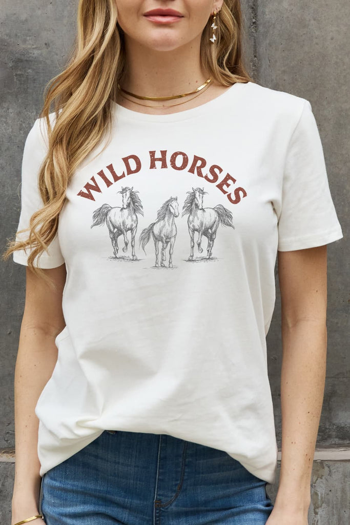 Simply Love WILD HORSES Graphic Cotton T-Shirt - Scarlet Avenue