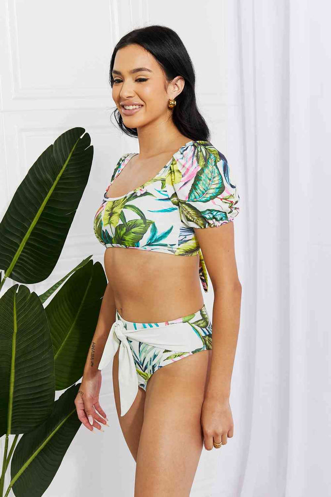 Marina West Swim Vacay Ready Puff Sleeve Bikini in Floral - Scarlet Avenue