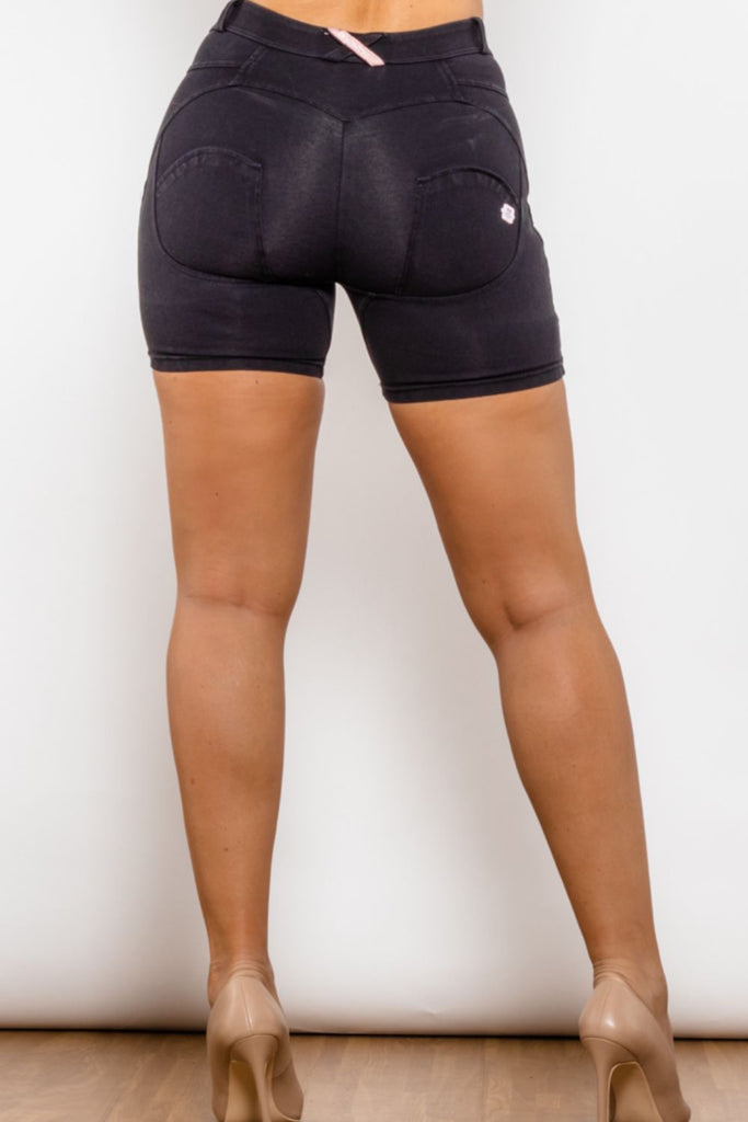 Full Size Buttoned Skinny Denim Shorts - Scarlet Avenue