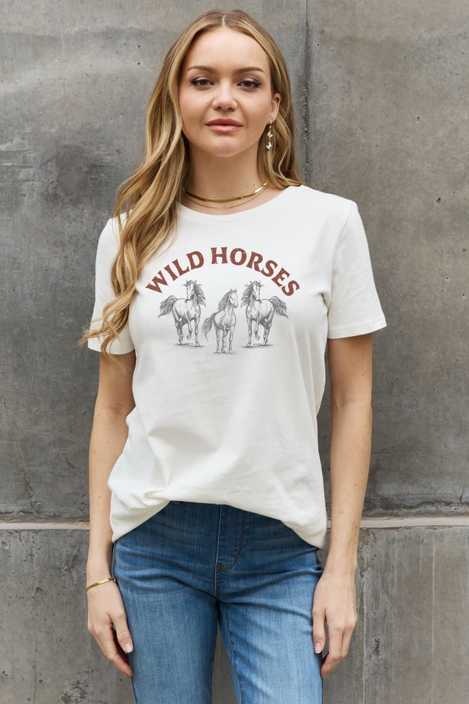 Simply Love WILD HORSES Graphic Cotton T-Shirt - Scarlet Avenue