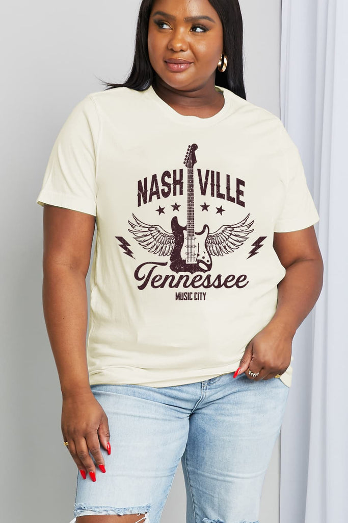 Simply Love Full Size NASHVILLE TENNESSEE MUSIC CITY Graphic Cotton Tee - Scarlet Avenue