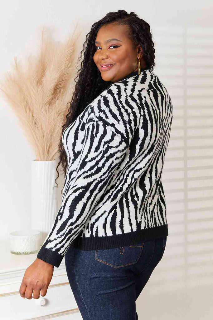 Heimish Full Size Zebra Print Sweater - Scarlet Avenue