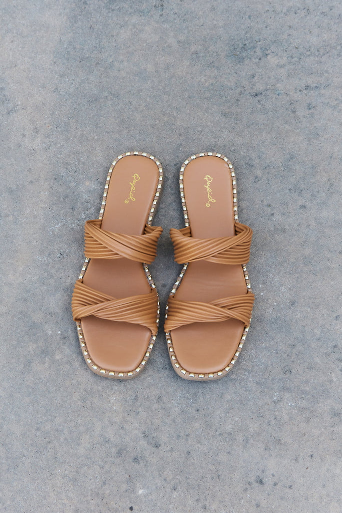 Qupid Summertime Fine Double Strap Twist Sandals - Scarlet Avenue